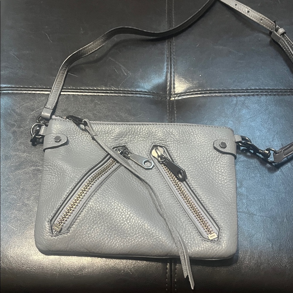 Rebecca Minkoff Light Gray Crossbody Bag with Zipper Details